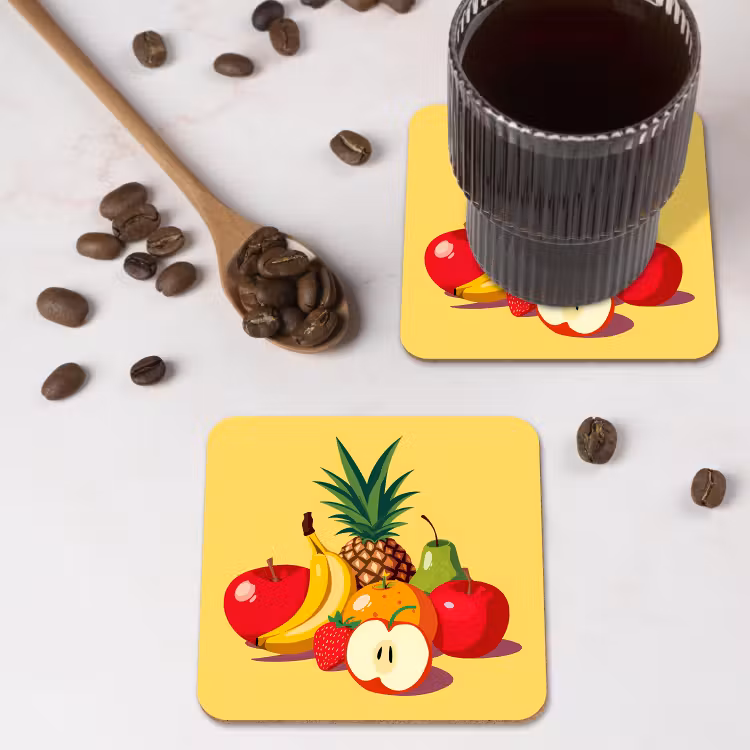 Fruit - Illustratie - Kleurrijk onderzetter kurk middel -sfeer2