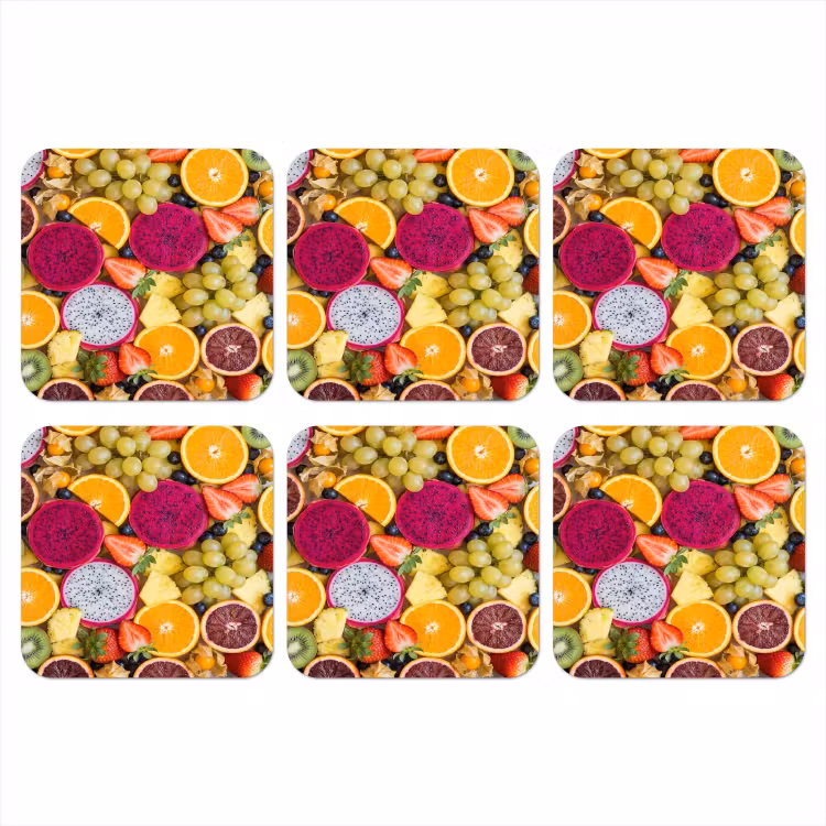 Fruit - Assortiment - Kleurrijk - Gezondheid onderzetter kurk middel -3d