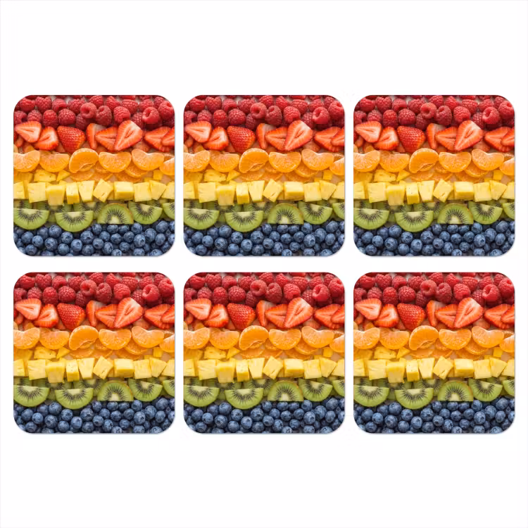 Fruit - Regenboog - Gezond - Kleurrijk onderzetter kurk middel -3d