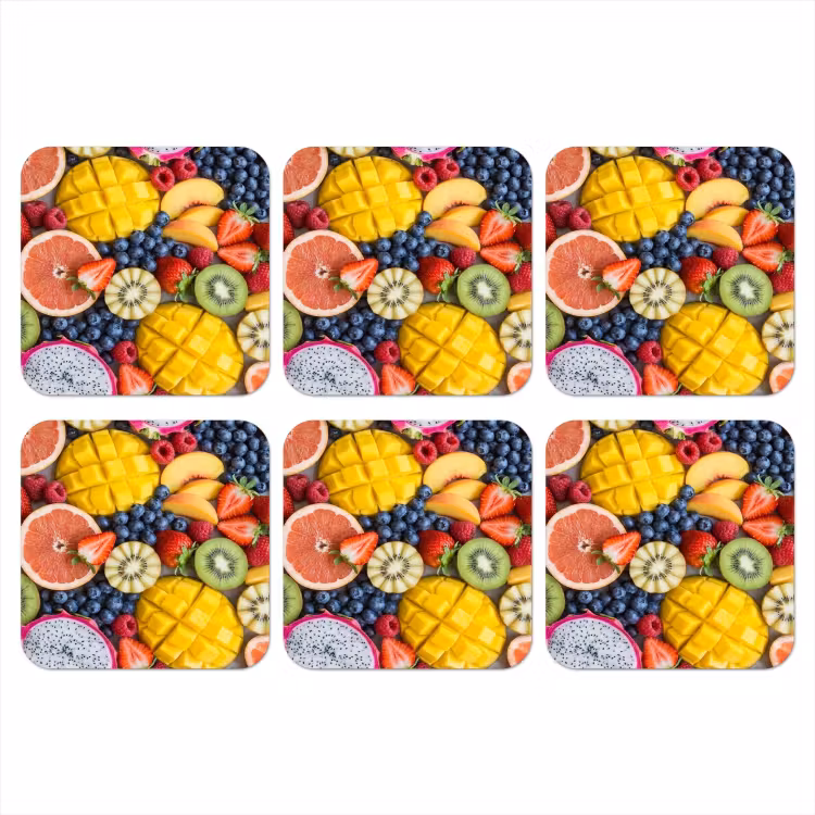 Fruit - Versneden - Kleurrijk - Eten - Gezond onderzetter kurk middel -3d