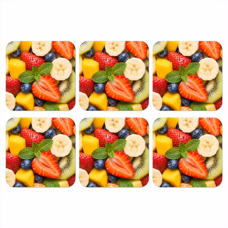 Fruit - Plakjes - Eten - Kleurrijk onderzetter kurk middel -3d