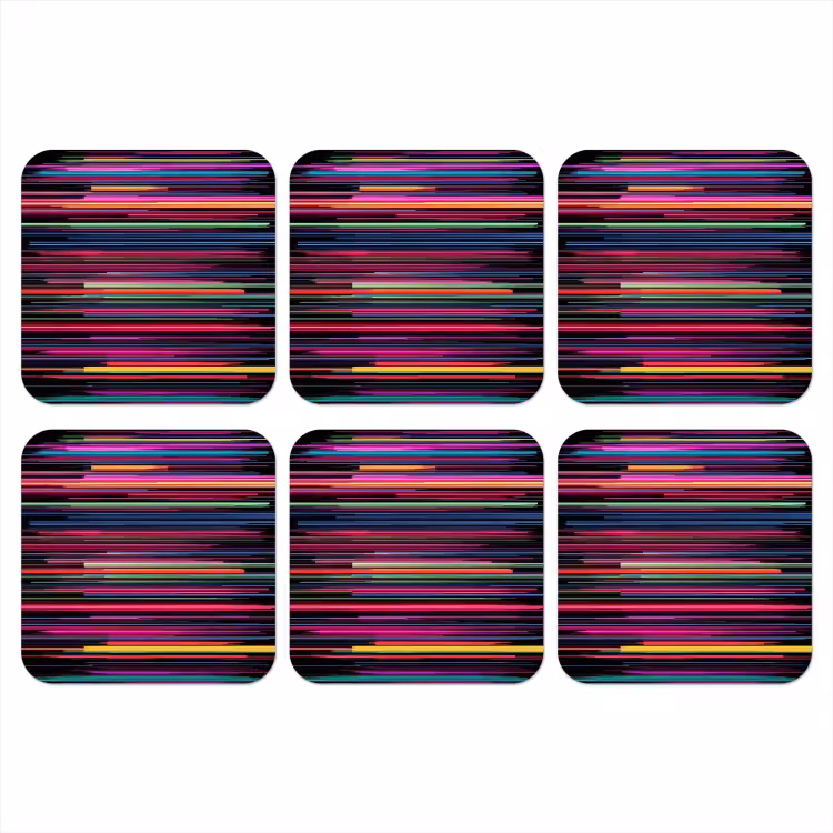 Gaming - Abstract - Lijnen - Horizontaal - Kleurrijk onderzetter kurk middel -3d