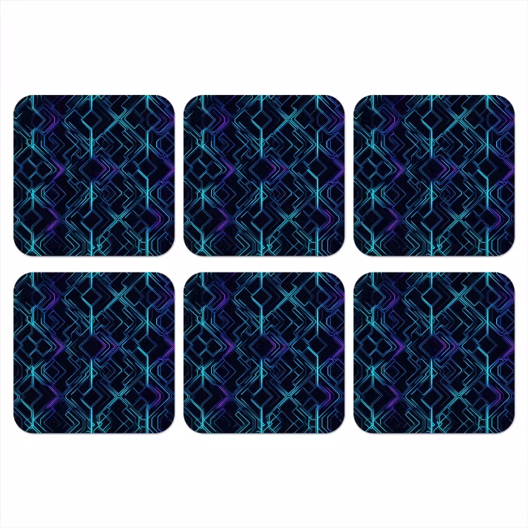 Gaming - Ruitvormen - Abstract - Neon - Paars onderzetter kurk middel -3d