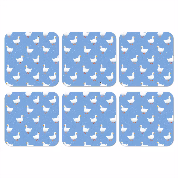 Ganzen - Elegant - Blauw onderzetter kurk middel 366 -3d
