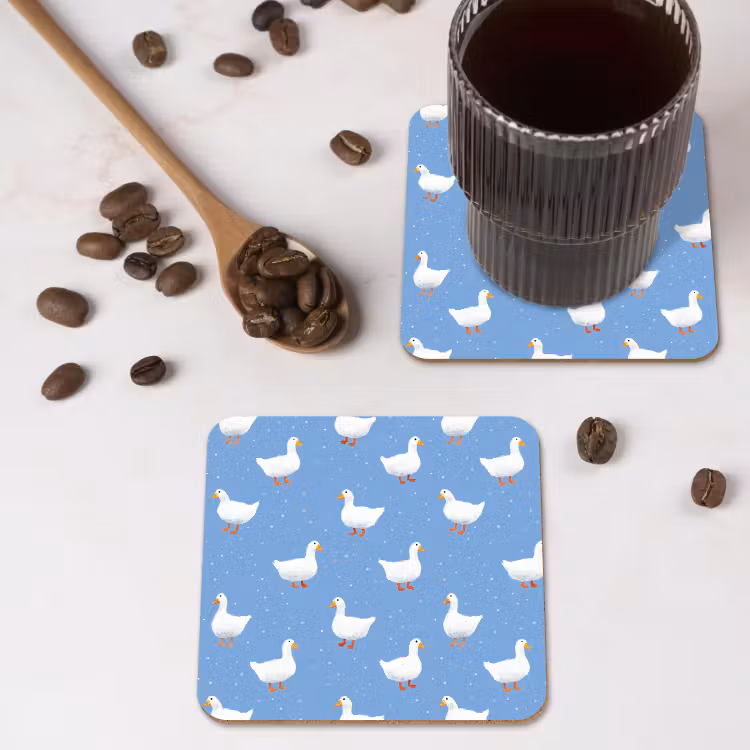 Ganzen - Elegant - Blauw onderzetter kurk middel 366 -sfeer2