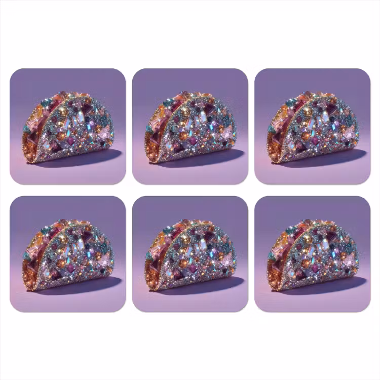 Edelstenen - Glitters - Paars - Kleurrijk onderzetter kurk middel -3d