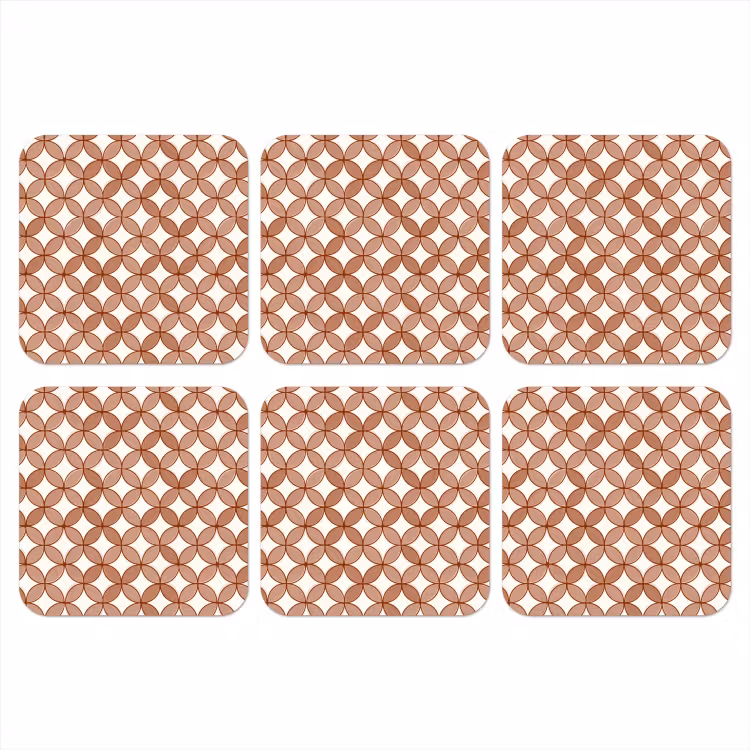 Geometrisch - Cirkels - Modern - Terracotta onderzetter kurk middel 366 -3d