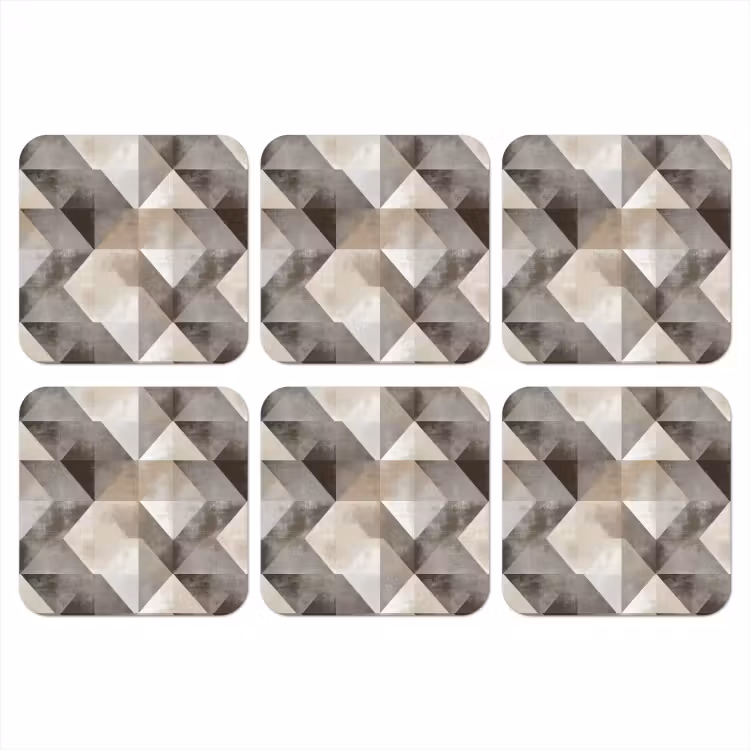 Geometrisch - Motief - Aardetinten onderzetter kurk middel 366 -3d