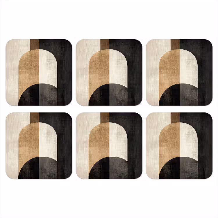 Geometrische - Vormen - Wit onderzetter kurk middel -3d