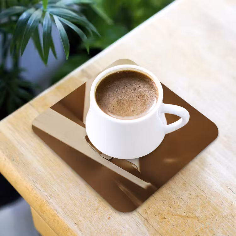 Glas - Ijskoffie - Schaduw - Bruin onderzetter kurk middel -sfeer5