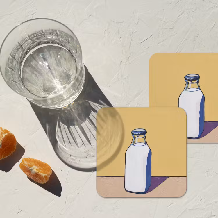 Glazen - Fles - Illustratie - Melk onderzetter kurk middel -sfeer4