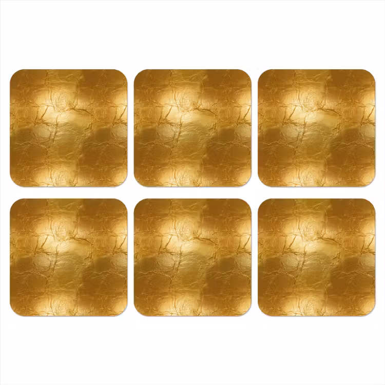 Bladgoud - Vintage - Textuur - Warm Goud onderzetter kurk middel 366 -3d
