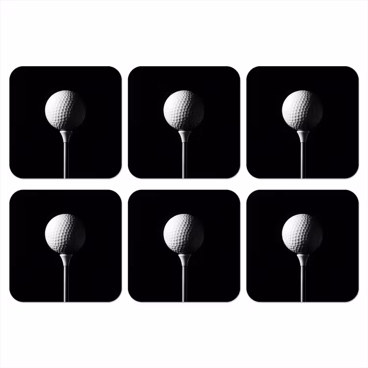 Golfbal - Minimalistisch - Wit onderzetter kurk middel -3d
