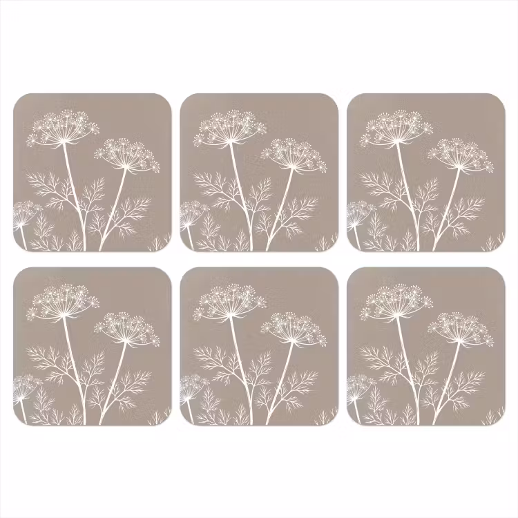 Grafisch - Fluitenkruid - Taupe onderzetter kurk middel -3d