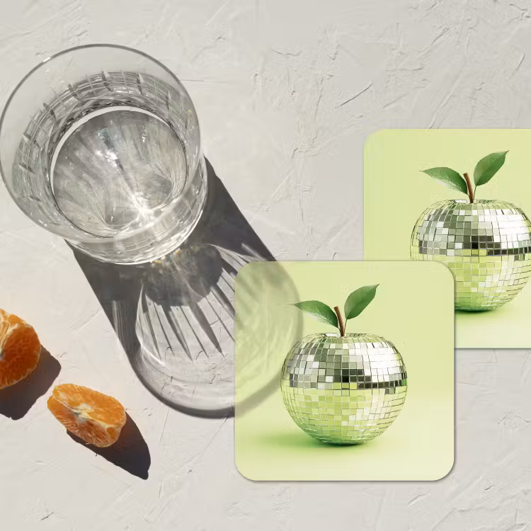 Groen - Disco - Decoratie - Appel onderzetter kurk middel -sfeer4