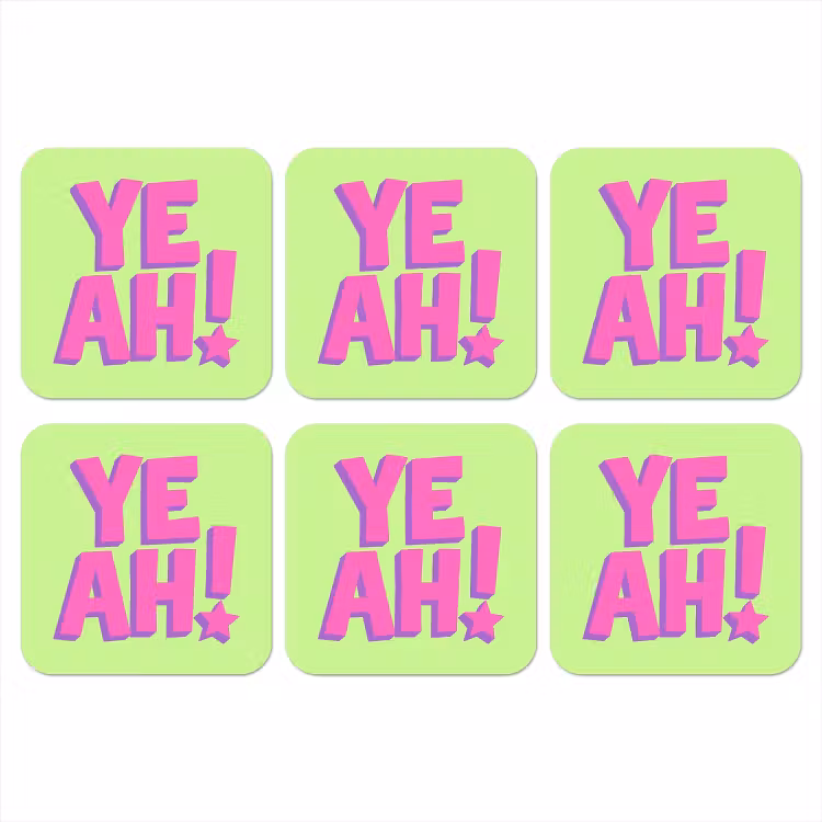 Groen - Neon - Quote onderzetter kurk middel -3d