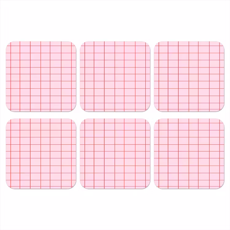 Raster - Patroon - Roze onderzetter kurk middel 366 -3d