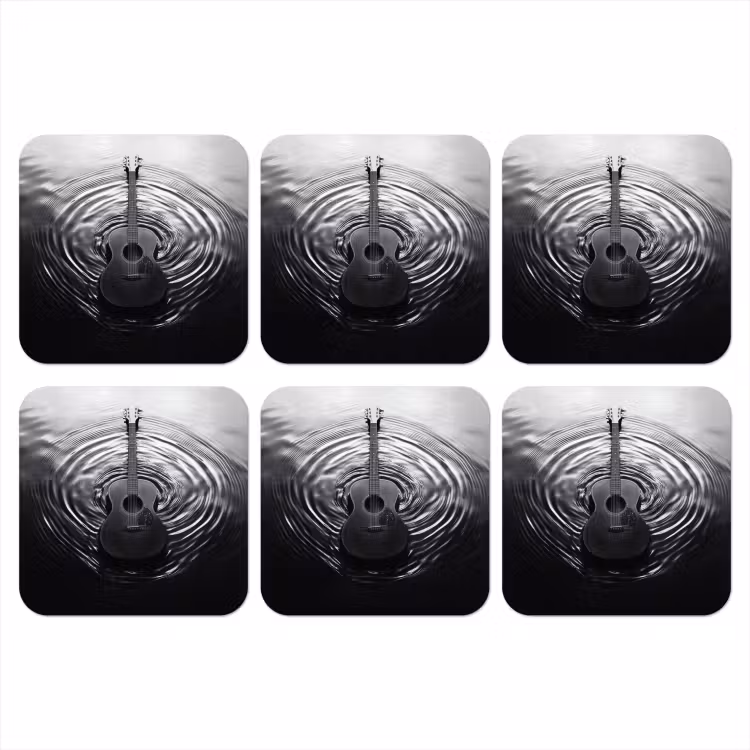 Gitaar - Hout - Water onderzetter kurk middel -3d