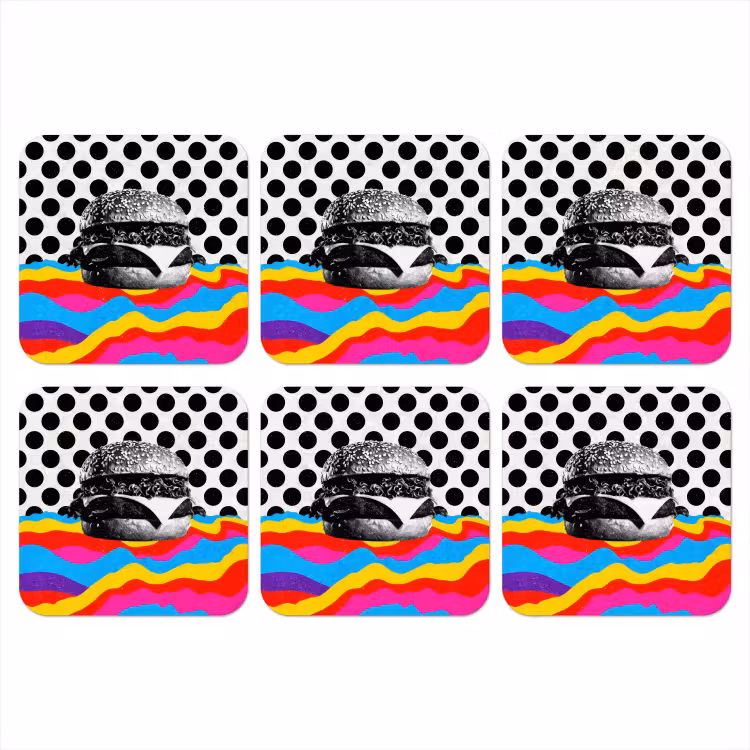 Hamburger - Stippen - Golven - Kleuren onderzetter kurk middel -3d