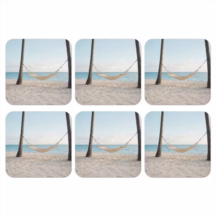 Hangmat - Strand - Wit onderzetter kurk middel -3d
