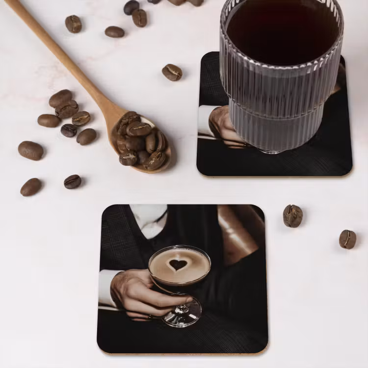 Hartje - Cocktail - Espresso Martini - Hand onderzetter kurk middel -sfeer2
