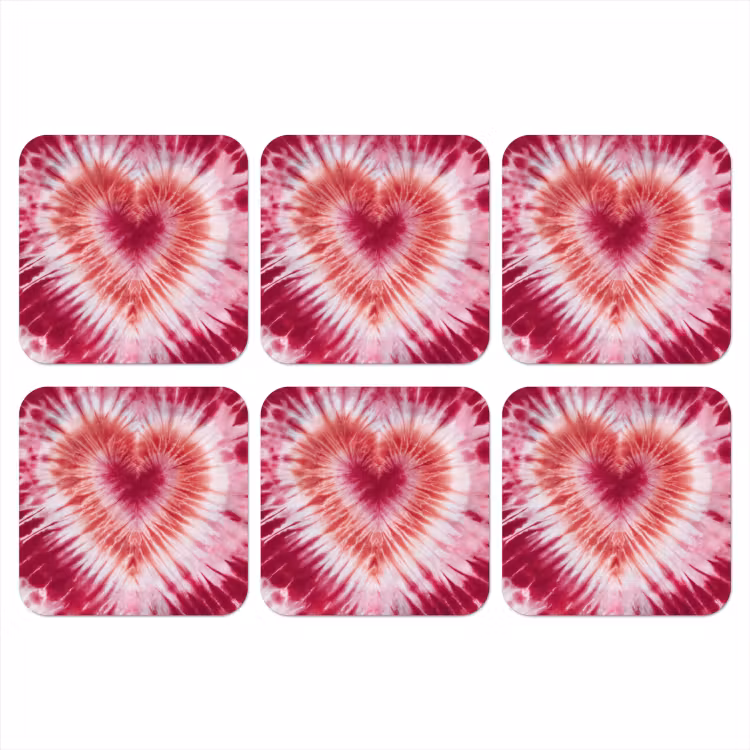 Hartvorm - Roze - Tie dye onderzetter kurk middel -3d