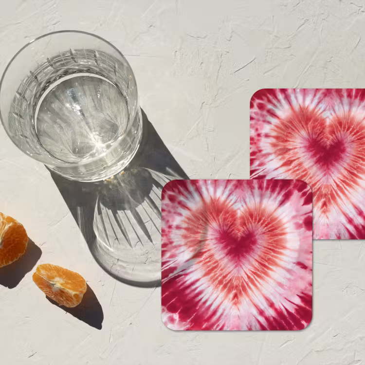Hartvorm - Roze - Tie dye onderzetter kurk middel -sfeer4