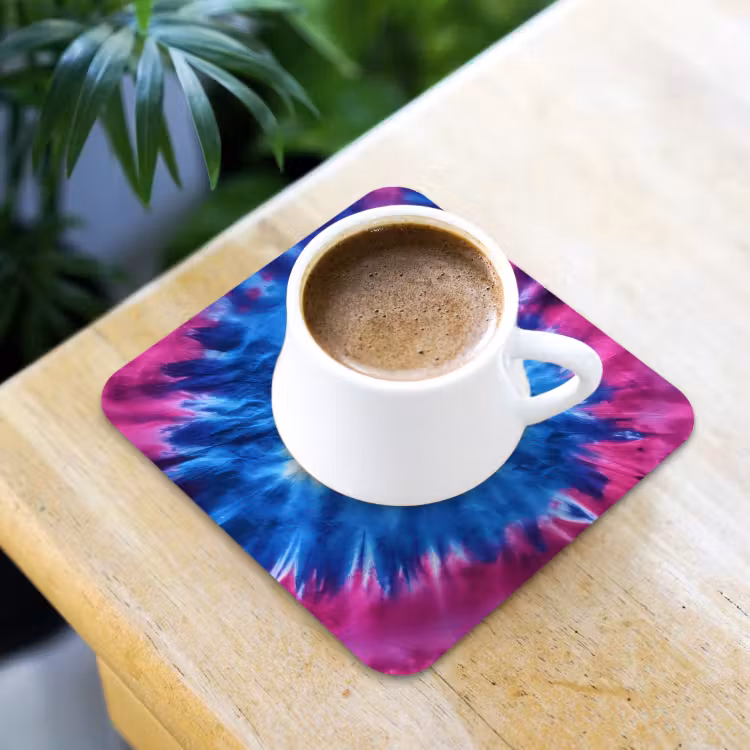 Hartvormig - Tie dye - Paars onderzetter kurk middel -sfeer5