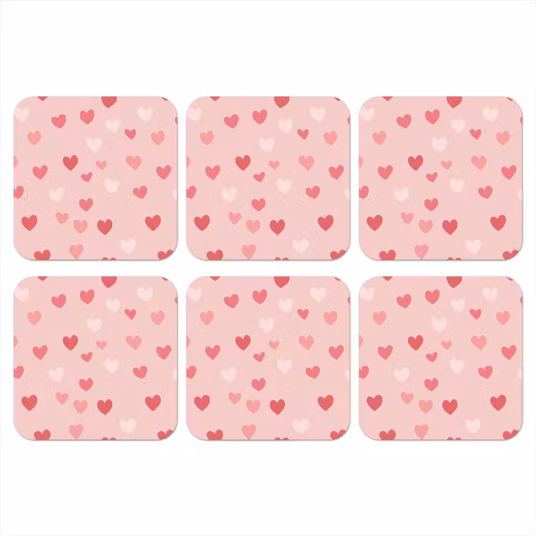 Hartjes - Patroon - Roze - Eenvoudig onderzetter kurk middel -3d