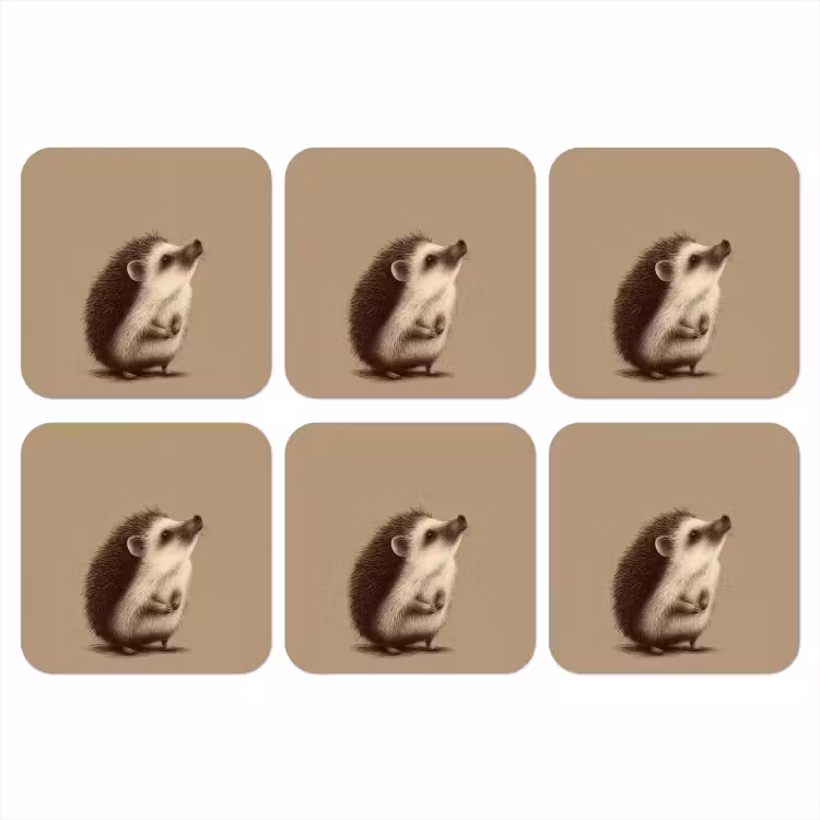 Egel - Snuitje - Bruin - Stekels onderzetter kurk middel -3d