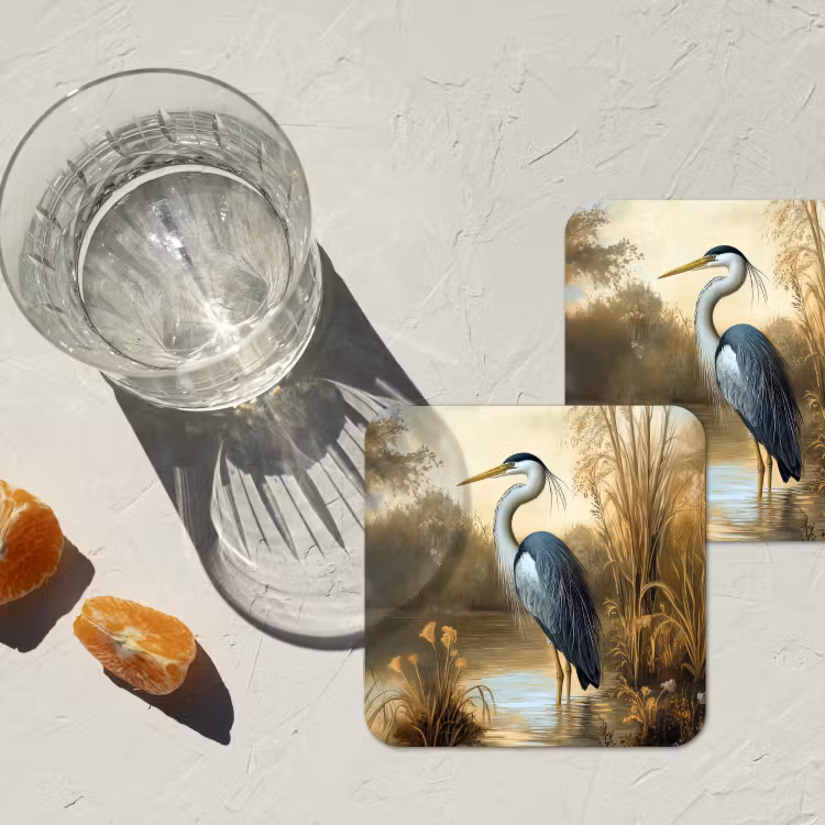 Reiger - Water - Planten onderzetter kurk middel -sfeer4