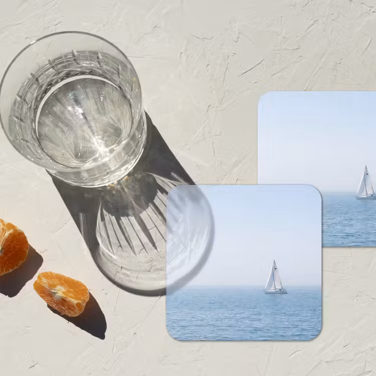 Horizon - Zeilboot - Zee onderzetter kurk middel -sfeer4