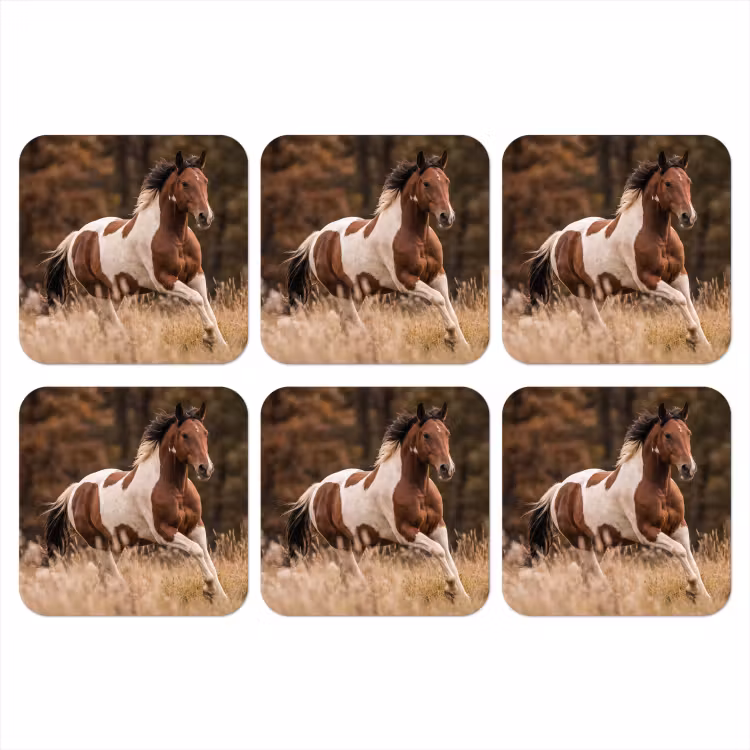 Paard - Bruin - Gras onderzetter kurk middel -3d