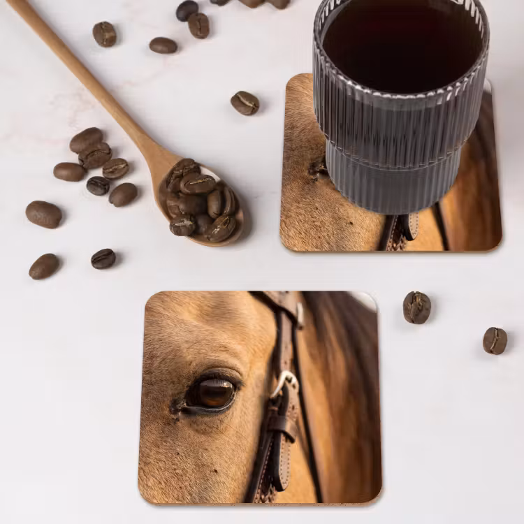 Paard - Oog - Bruin onderzetter kurk middel -sfeer2
