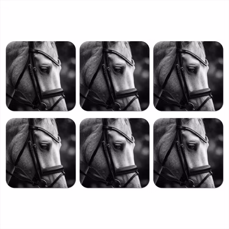 Paard - Schimmel - Portret onderzetter kurk middel -3d