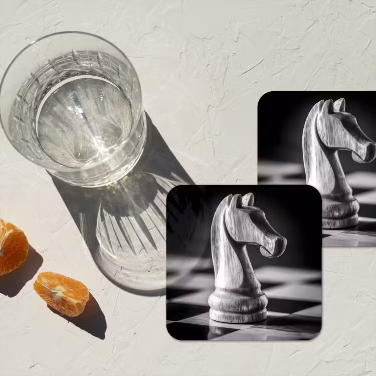 Paard - Hout - Schaalbord - Zwart onderzetter kurk middel -sfeer4
