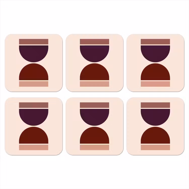 Zandloper - Symmetrisch - Rood - Paars onderzetter kurk middel -3d