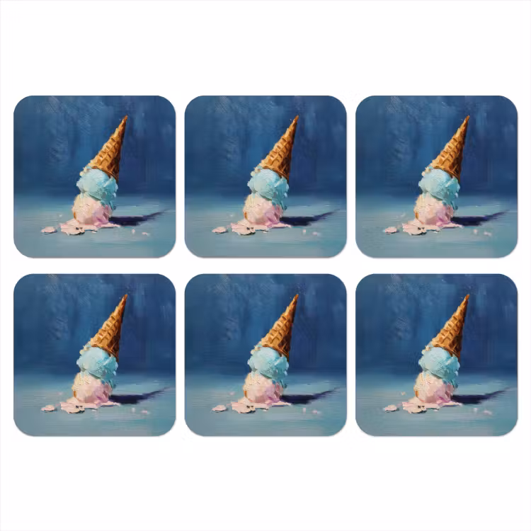Ijshoorn - Bolletjes - Smelt - Roze onderzetter kurk middel -3d