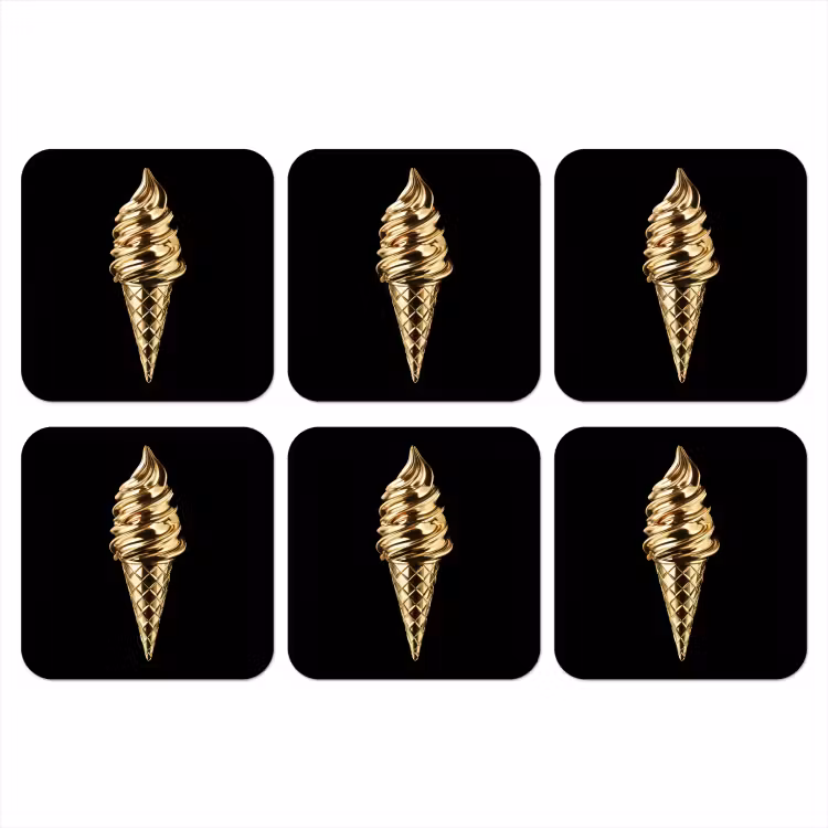 Ijs - Goud - Zwart - Eten onderzetter kurk middel -3d