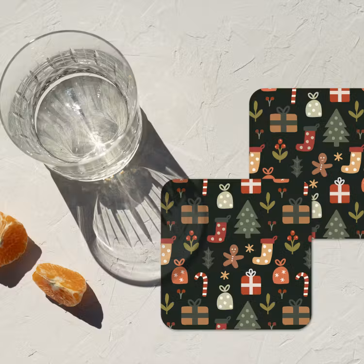 Illustratie - Kerstfiguren - Groen onderzetter kurk middel 366 -sfeer4
