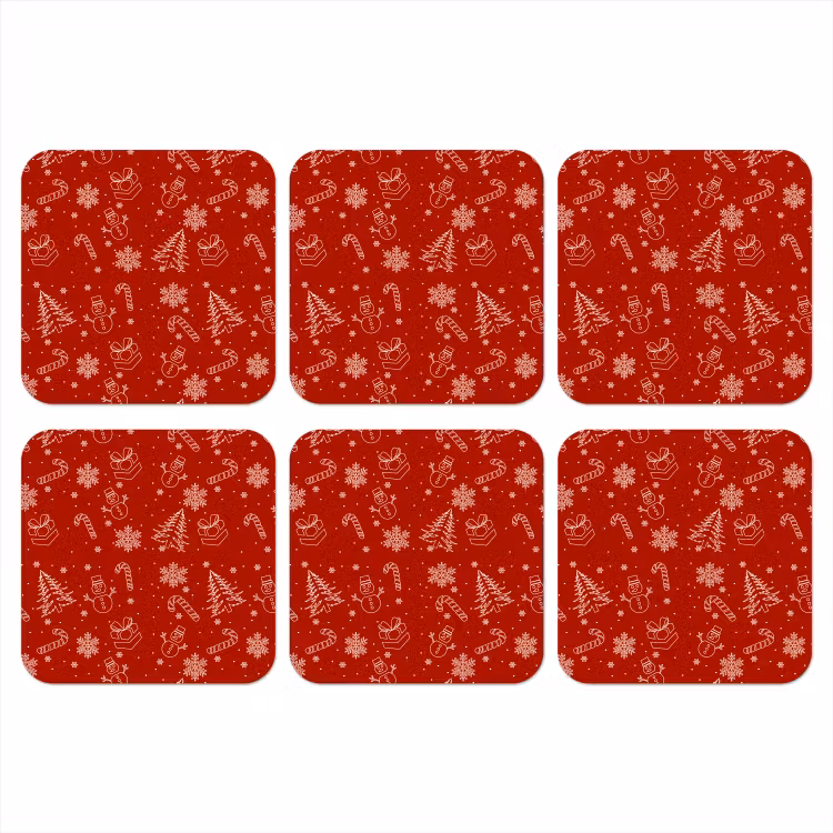 Illustratie - Kerstsymbolen - Rood onderzetter kurk middel 366 -3d