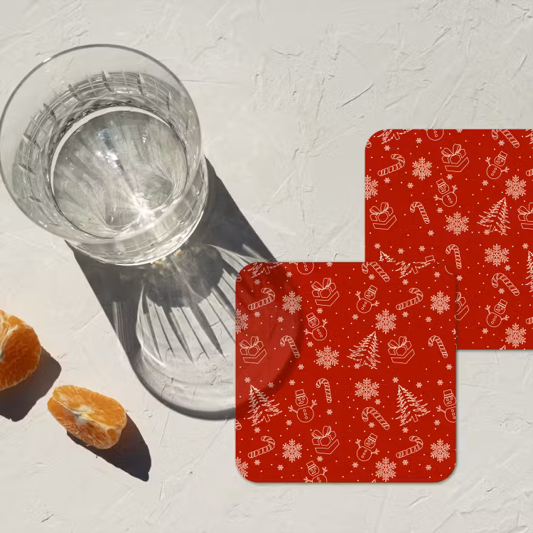 Illustratie - Kerstsymbolen - Rood onderzetter kurk middel 366 -sfeer4