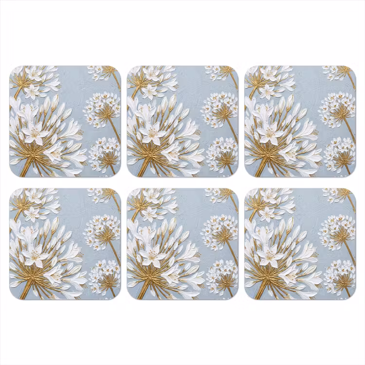 Illustratie - Bloemen - Blauw onderzetter kurk middel -3d