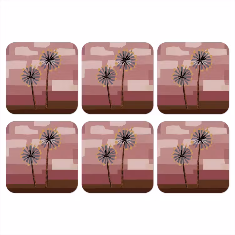 Illustratie - Bloemen - Vlakken - Abstract onderzetter kurk middel -3d