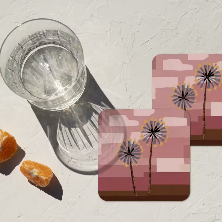 Illustratie - Bloemen - Vlakken - Abstract onderzetter kurk middel -sfeer4