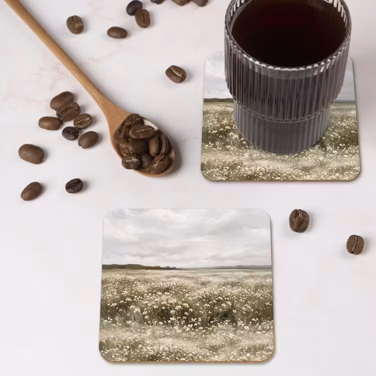 Illustratie - Landschap - Wit onderzetter kurk middel -sfeer2