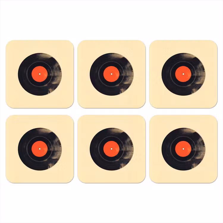 Illustratie - Vinylplaat - Beige - Vintage onderzetter kurk middel -3d