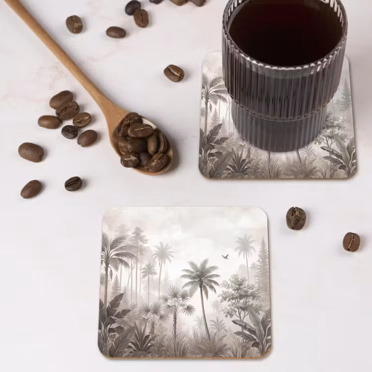 Jungle - Palmbomen - Natuur onderzetter kurk middel -sfeer2