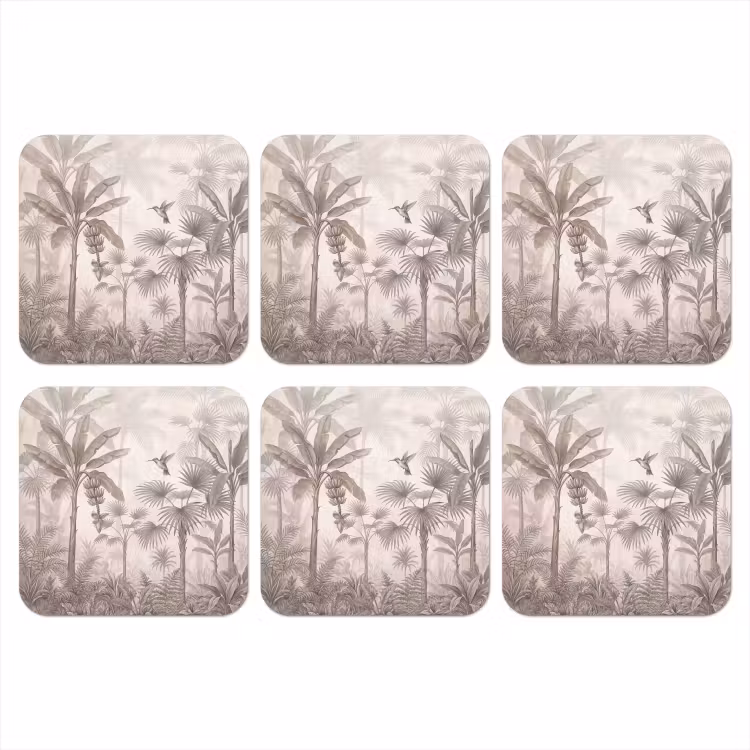 Jungle - Banenboom - Kolibrie - Beige onderzetter kurk middel -3d