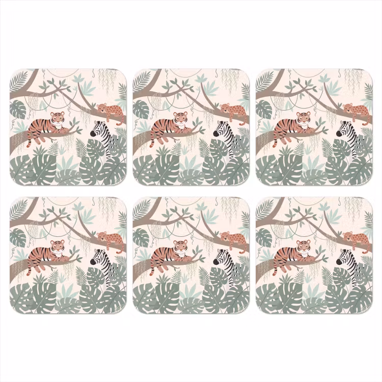 Jungle - Rustiek - Pastel onderzetter kurk middel -3d